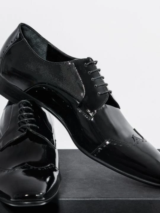 Black shiny leather shoes